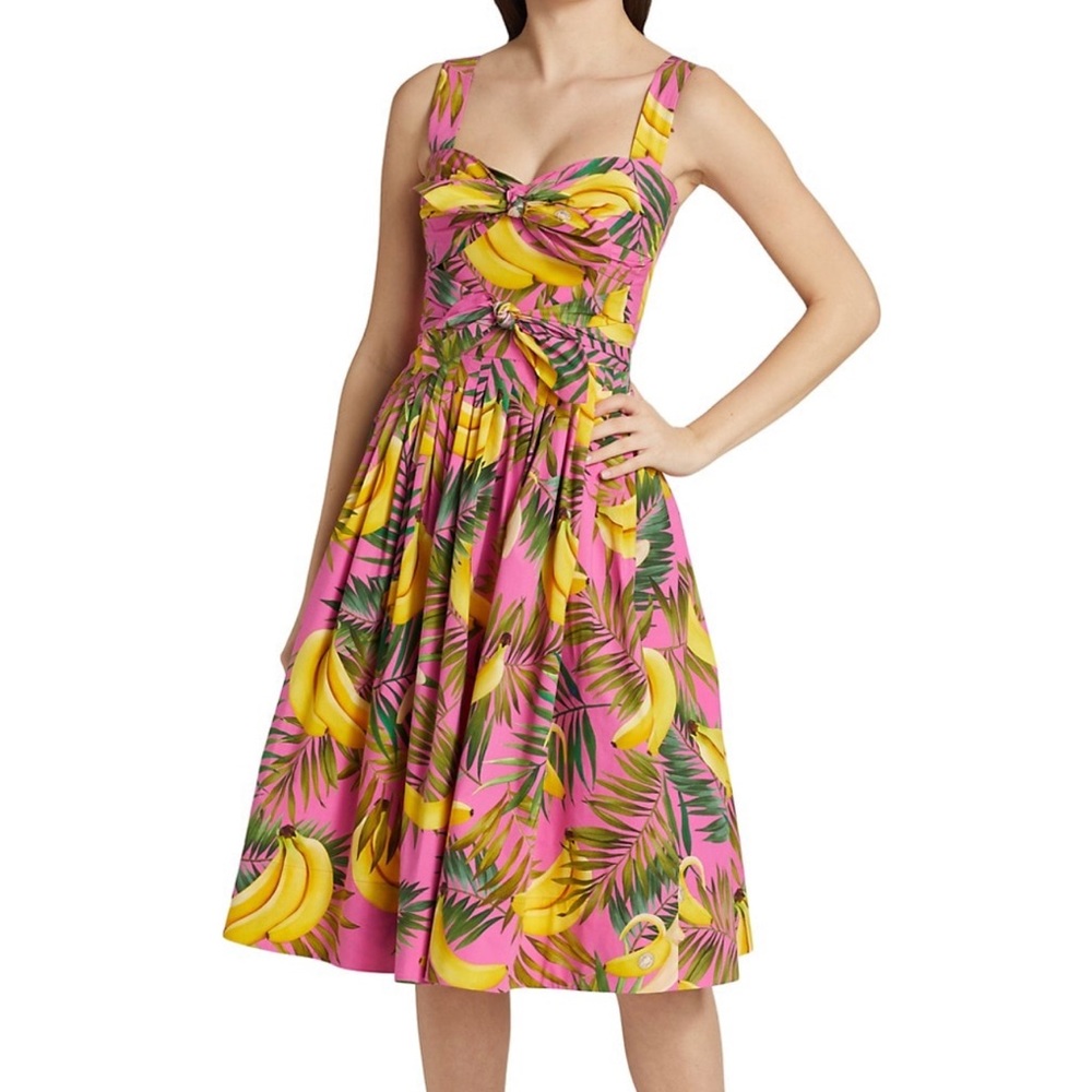 Oscar de la Renta
Banana Print Sweetheart Cotton Dress